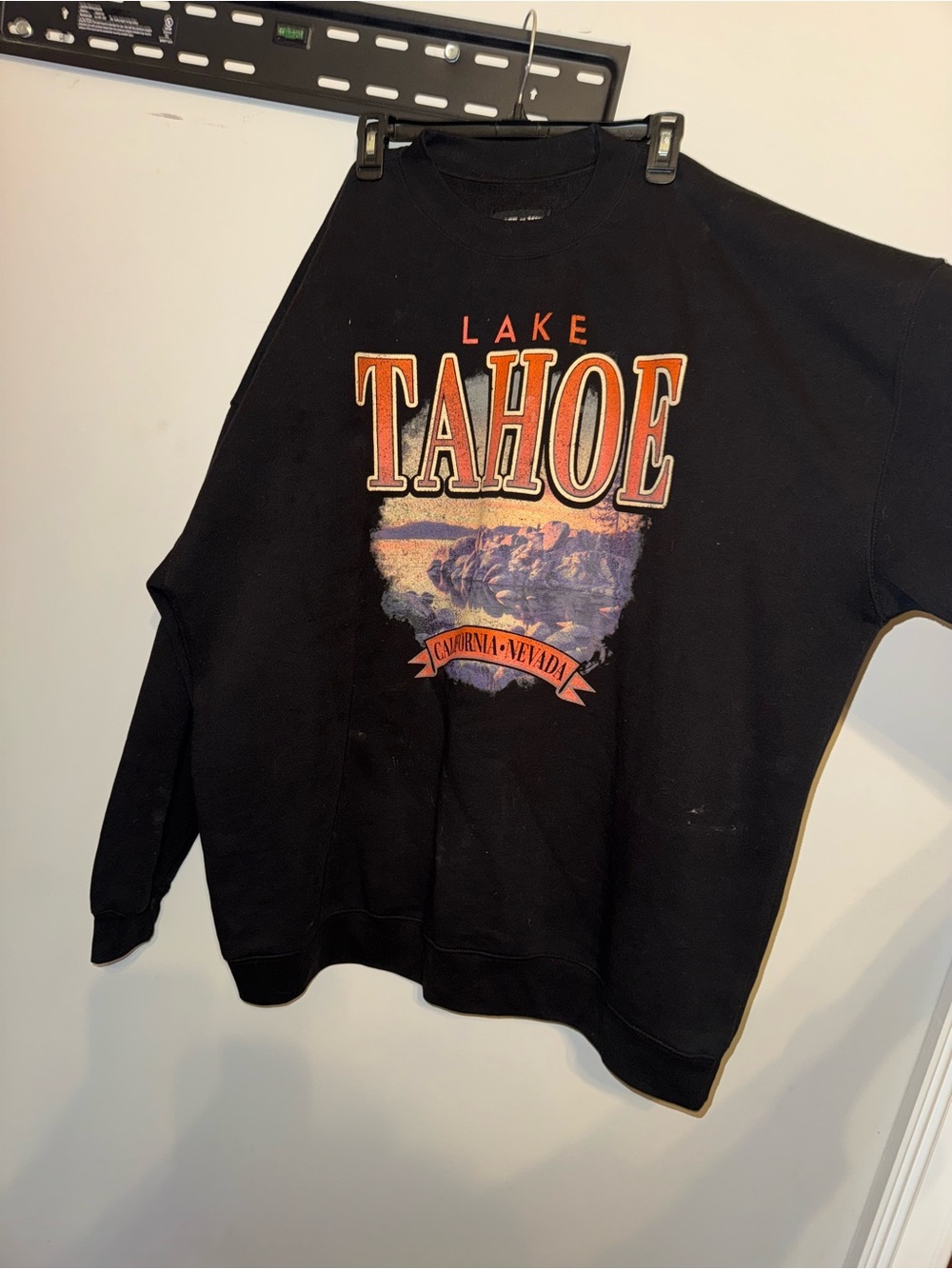 State of Mind Black Crewneck Sweatshirt with Orange Accent